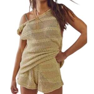Free People Southampton Fauxchet Crochet Tank and Shorts Matching Set